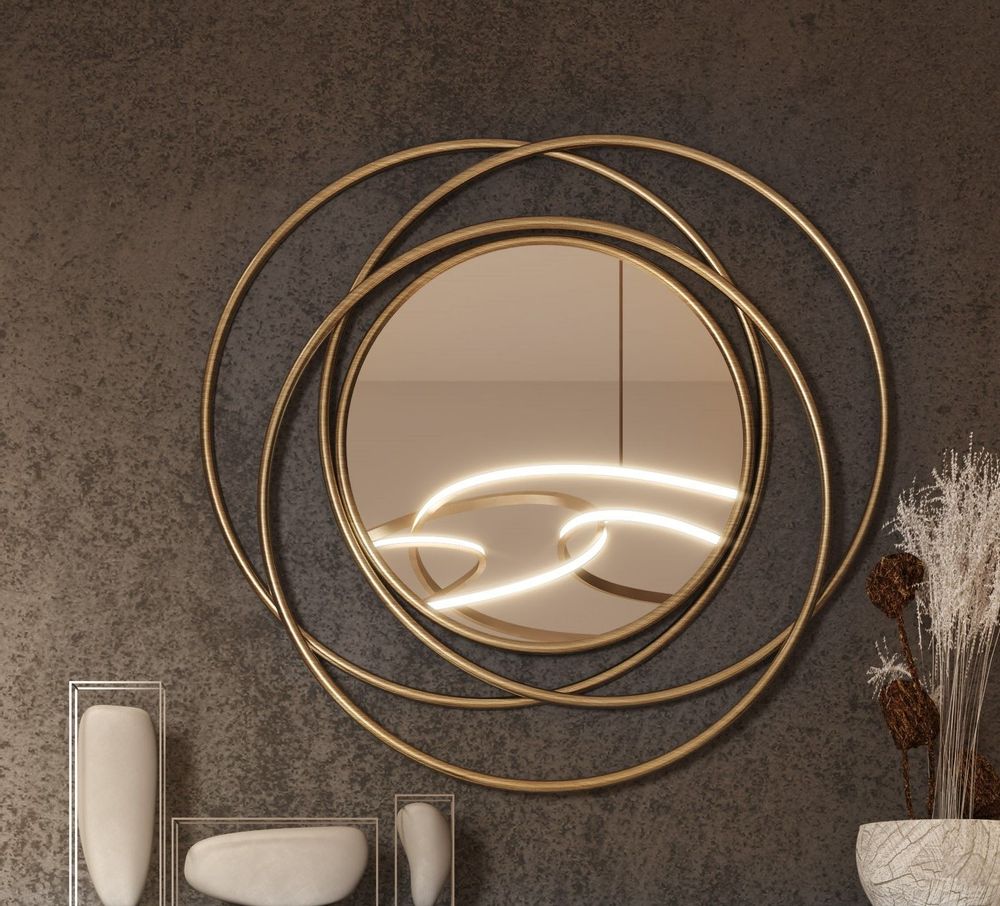 Miroirs - Miroir rond 60-80-100 cm avec cadre en métal - FRANCO FURNITURE