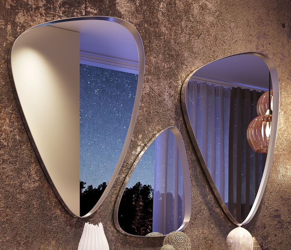 Mirrors - Set of 3 mirrors with metal frame - FRANCO FURNITURE