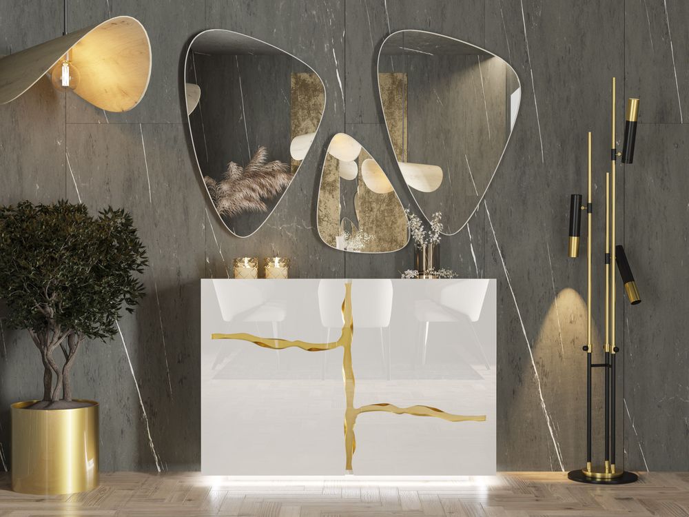 Mirrors - Set of 3 mirrors with metal frame - FRANCO FURNITURE