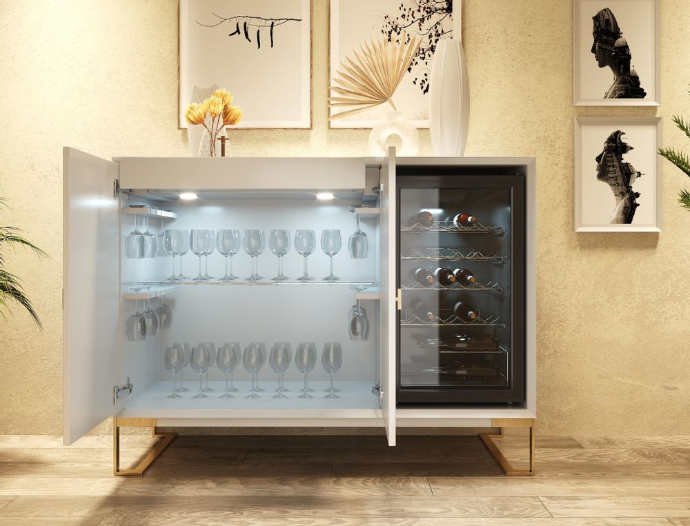 Armoires - Armoire à vin en MDF laqué avec capacité intégrée de 30 bouteilles - FRANCO FURNITURE