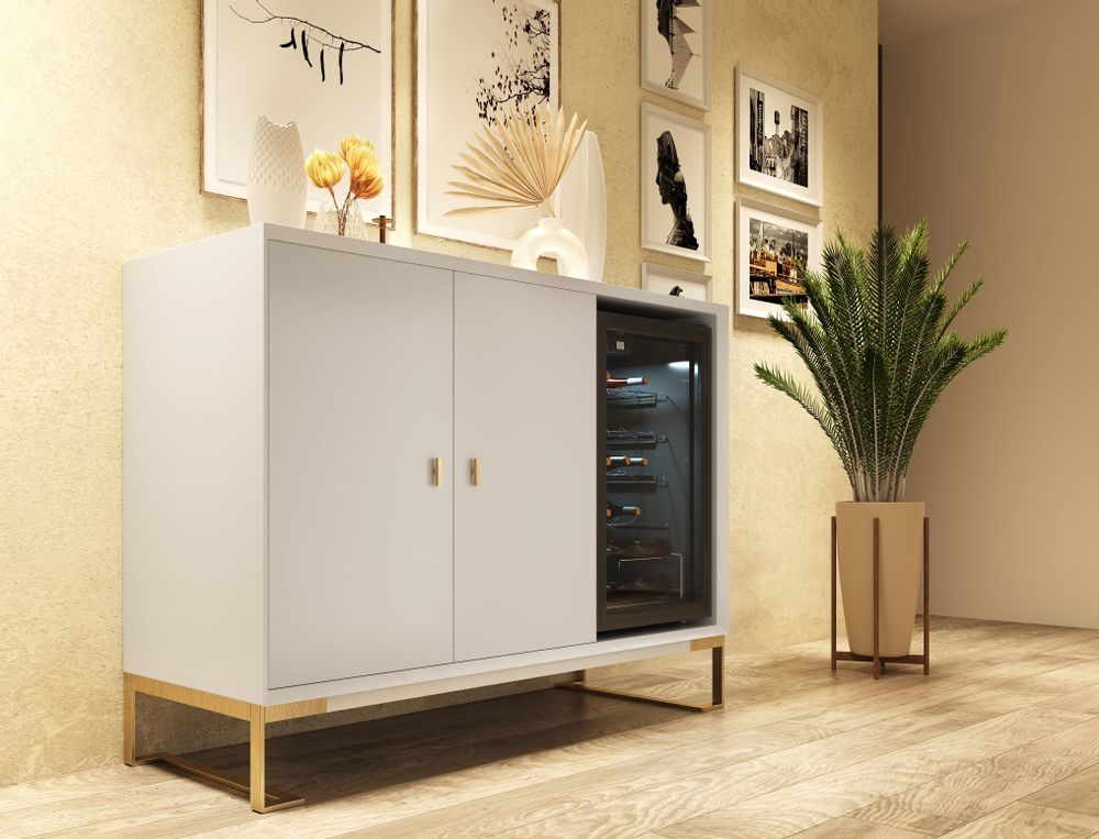 Armoires - Armoire à vin en MDF laqué avec capacité intégrée de 30 bouteilles - FRANCO FURNITURE