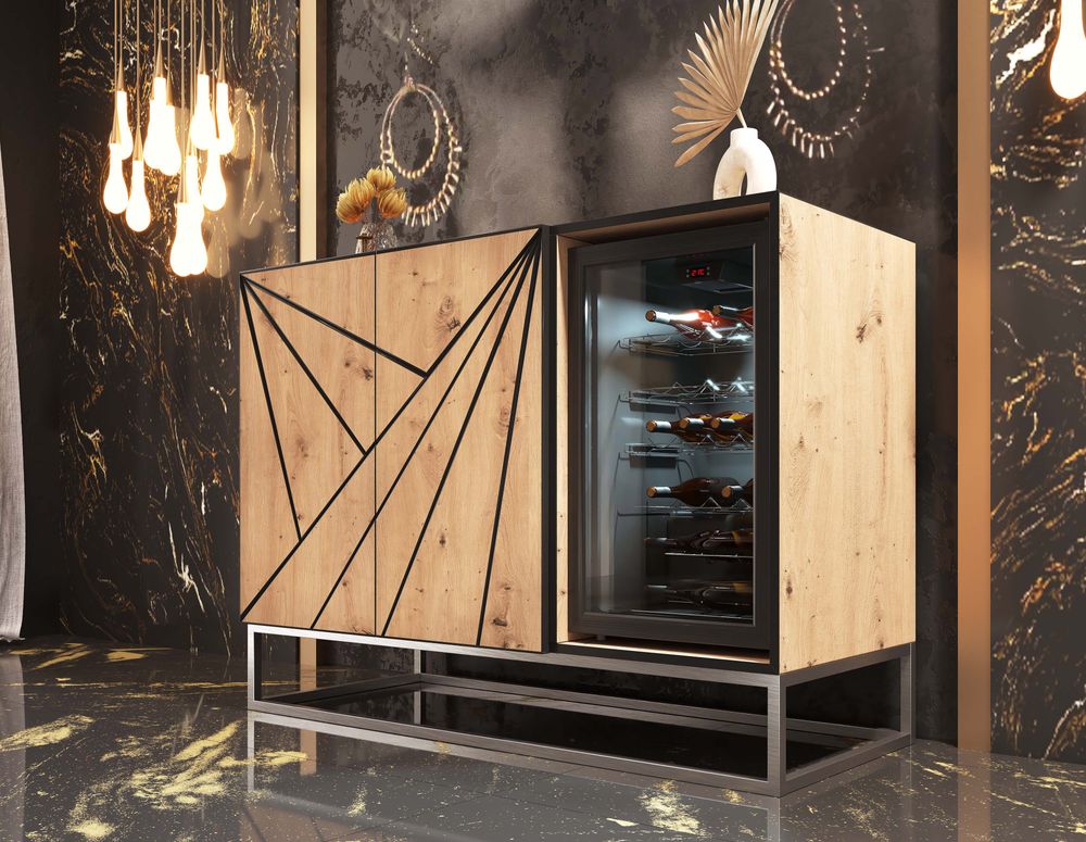 Sideboards - Lacquered MDF wine cabinet with built-in capacity for 30 bottles - FRANCO FURNITURE