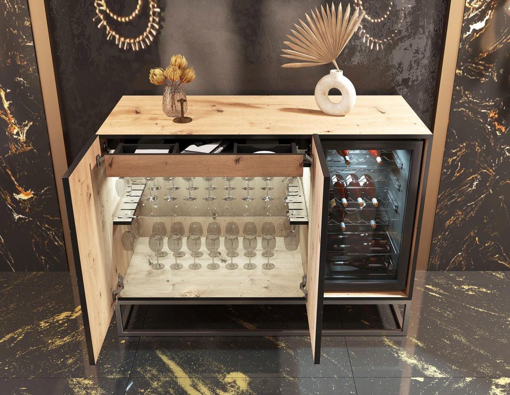 Sideboards - Lacquered MDF wine cabinet with built-in capacity for 30 bottles - FRANCO FURNITURE
