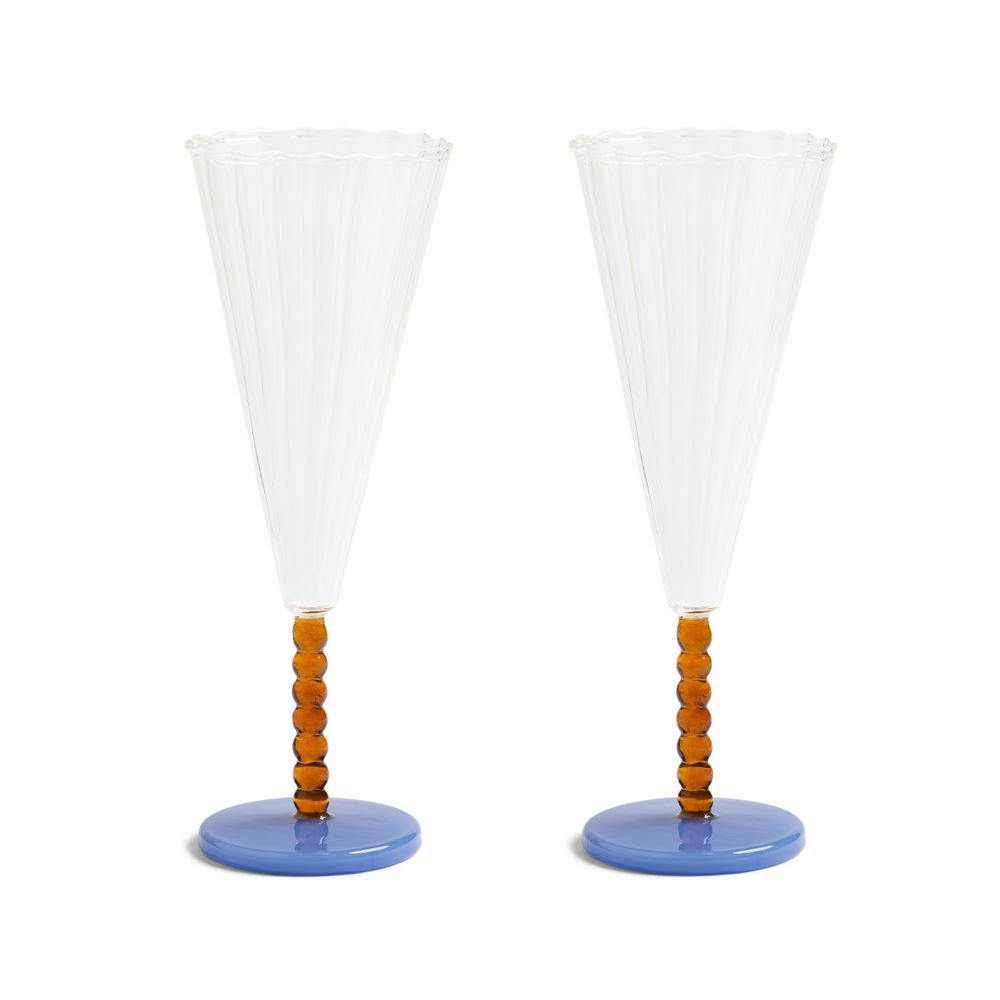 Glass - Flute perle amber set of 2 - &KLEVERING