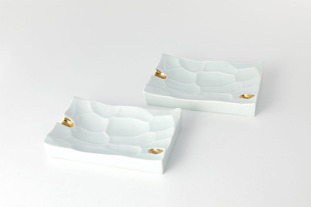 Formal plates - [Hanwool Design] The gold rectangular plate - K-CERAMIC(LIVING BY SOIL)