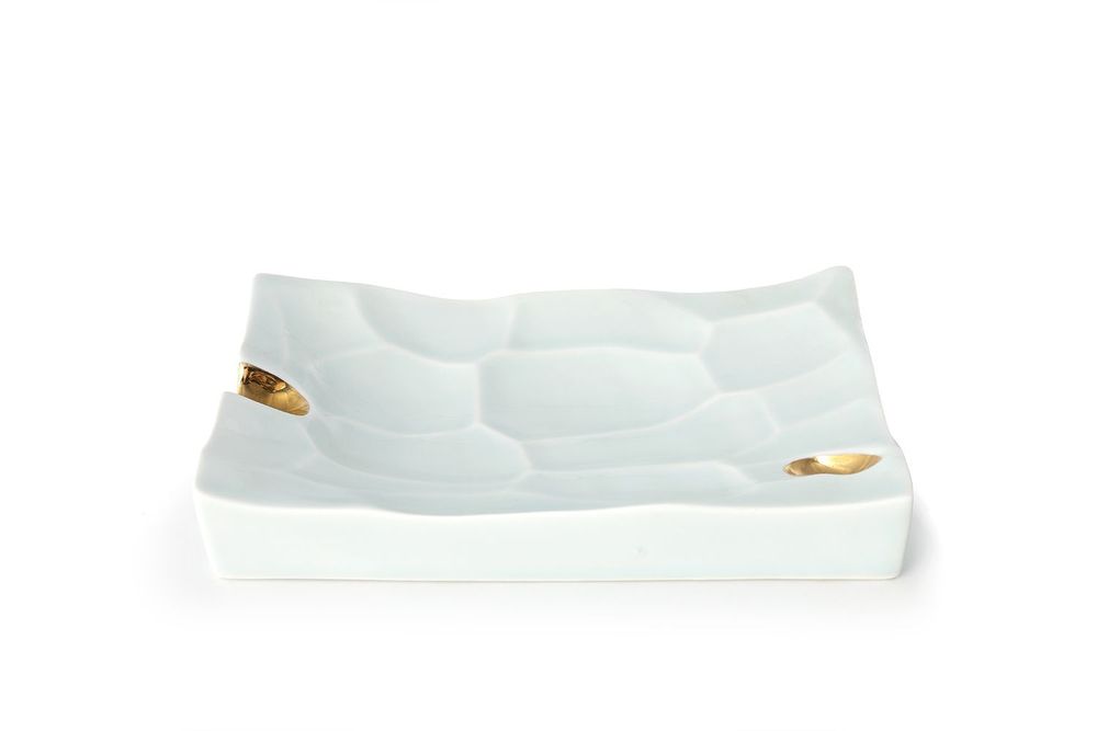 Formal plates - [Hanwool Design] The gold rectangular plate - K-CERAMIC(LIVING BY SOIL)