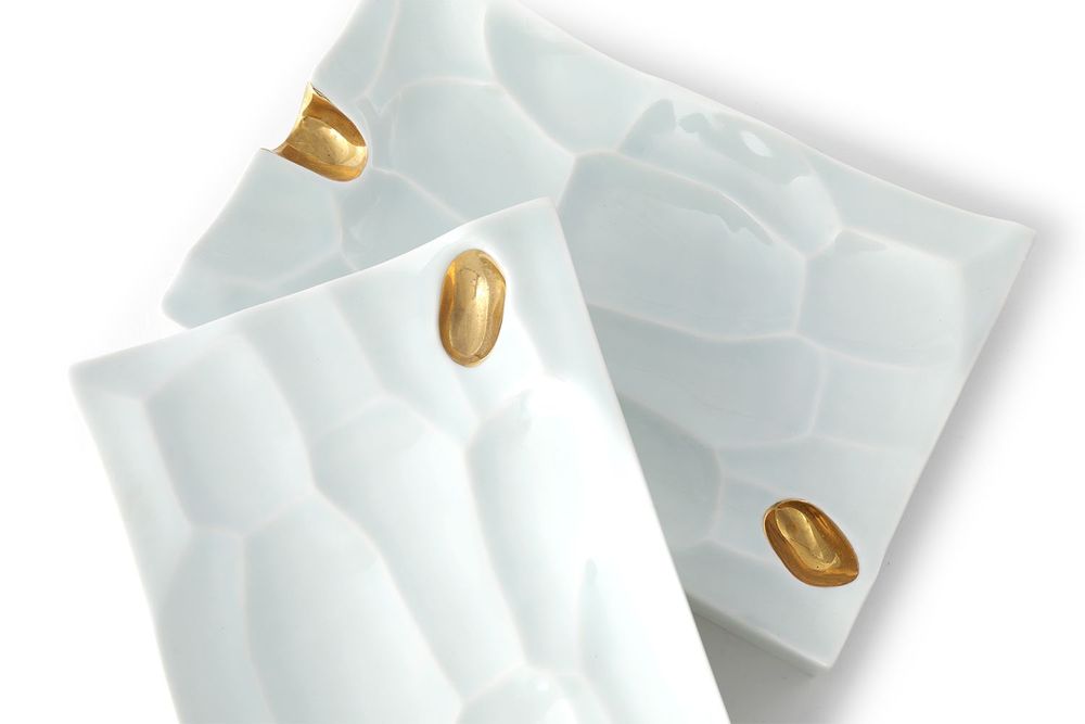 Formal plates - [Hanwool Design] The gold rectangular plate - K-CERAMIC(LIVING BY SOIL)