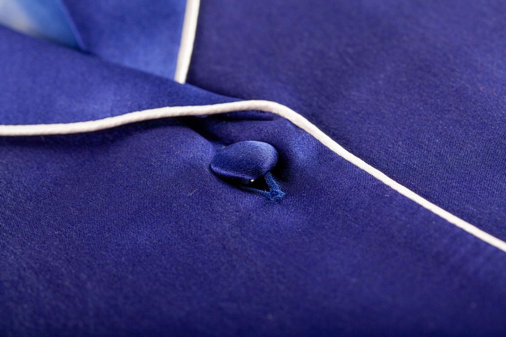 Homewear textile - Ensemble de pyjama en soie tie-dye bleu botanique unique pour homme - THE ZHAI