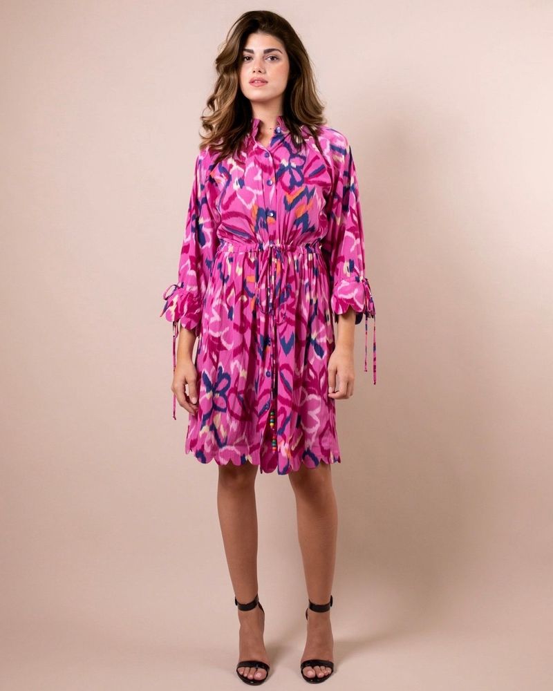 Prêt-à-porter - Robe rose Koa à bordure festonnée et cordons de serrage - HYA CONCEPT STORE