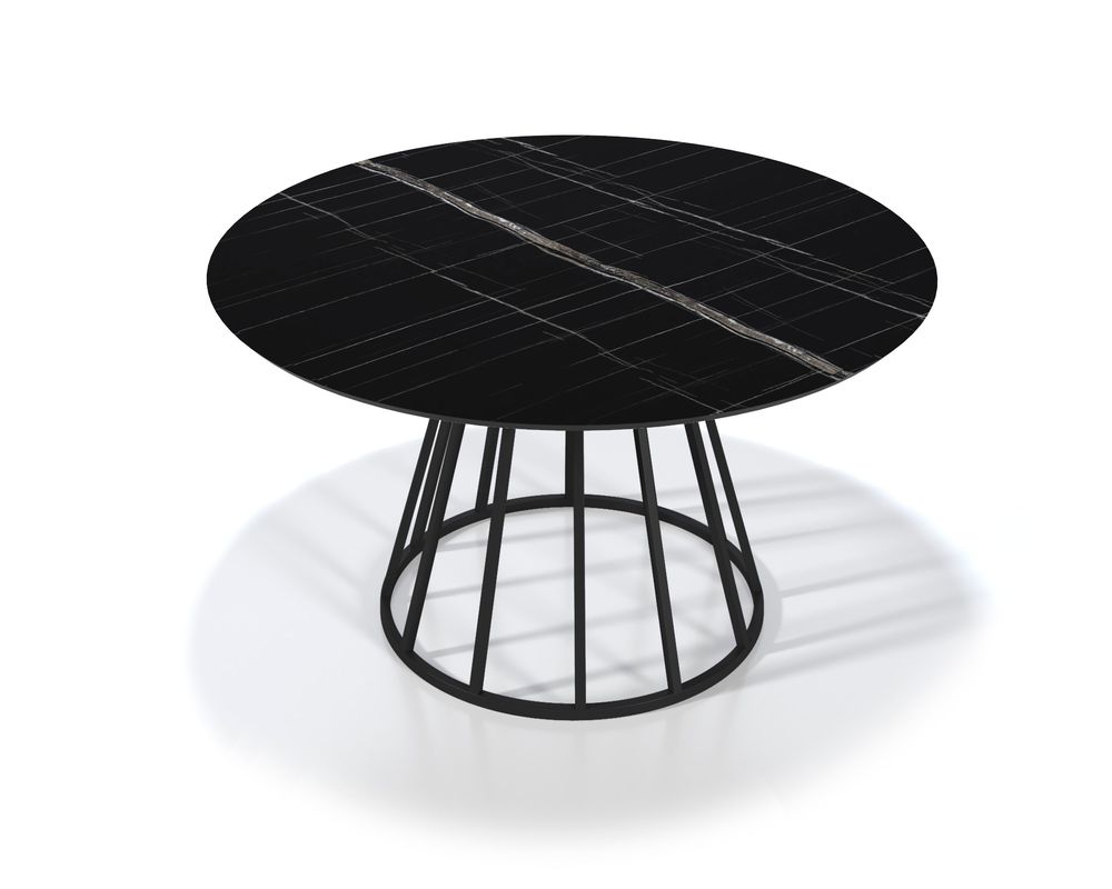 Tables Salle à Manger - Table ronde ERIS avec base en métal et plateau sélectionnable - FRANCO FURNITURE