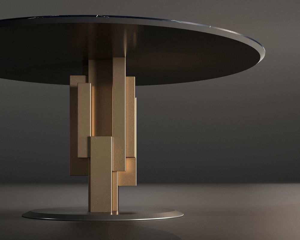 Dining Tables - TETRIS round table metal leg MDF base selectable countertop - FRANCO FURNITURE