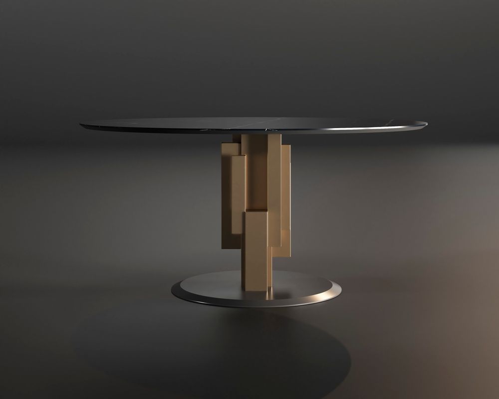 Dining Tables - TETRIS round table metal leg MDF base selectable countertop - FRANCO FURNITURE