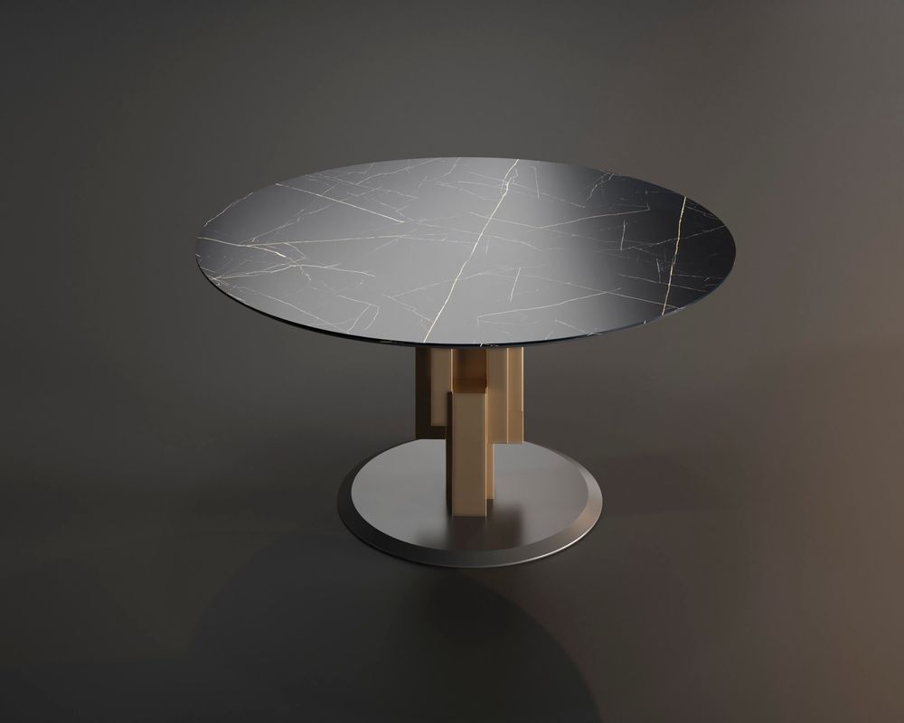 Dining Tables - TETRIS round table metal leg MDF base selectable countertop - FRANCO FURNITURE