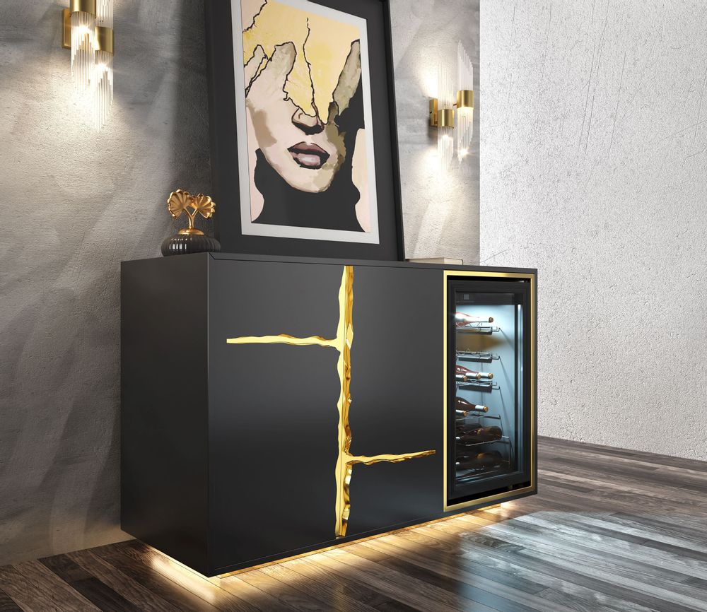 Sideboards - Lacquered MDF wine cabinet with built-in capacity for 30 bottles - FRANCO FURNITURE
