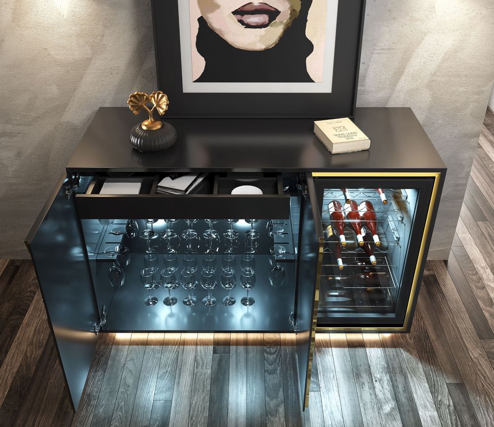 Sideboards - Lacquered MDF wine cabinet with built-in capacity for 30 bottles - FRANCO FURNITURE