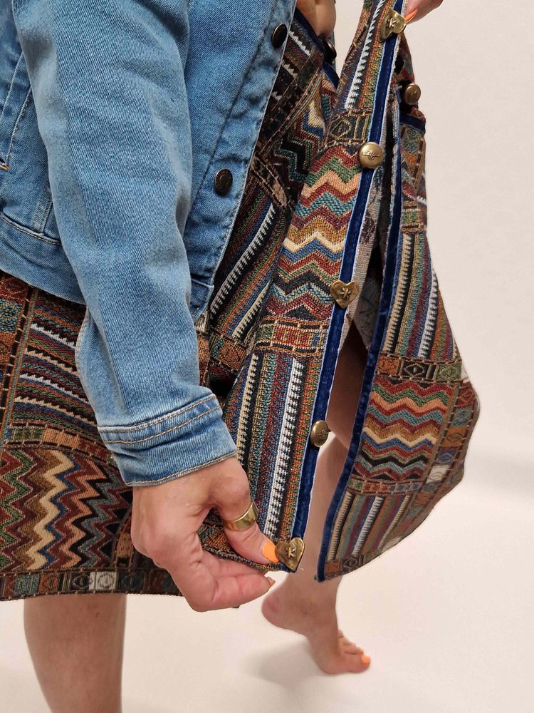 Prêt-à-porter - Fantaisie persane. Veste unisexe en jean unique avec tapisserie - VLADA DIZIK KOSHKIN DOM