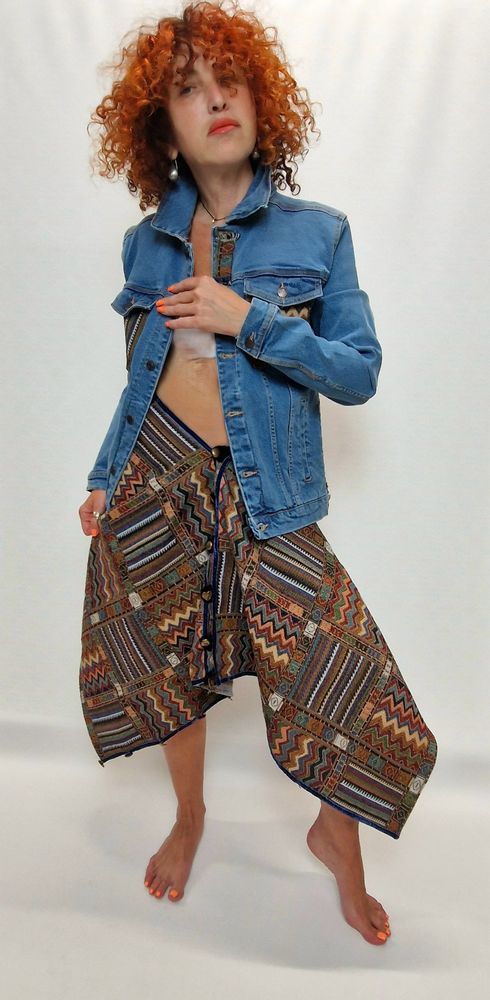 Prêt-à-porter - Fantaisie persane. Veste unisexe en jean unique avec tapisserie - VLADA DIZIK KOSHKIN DOM