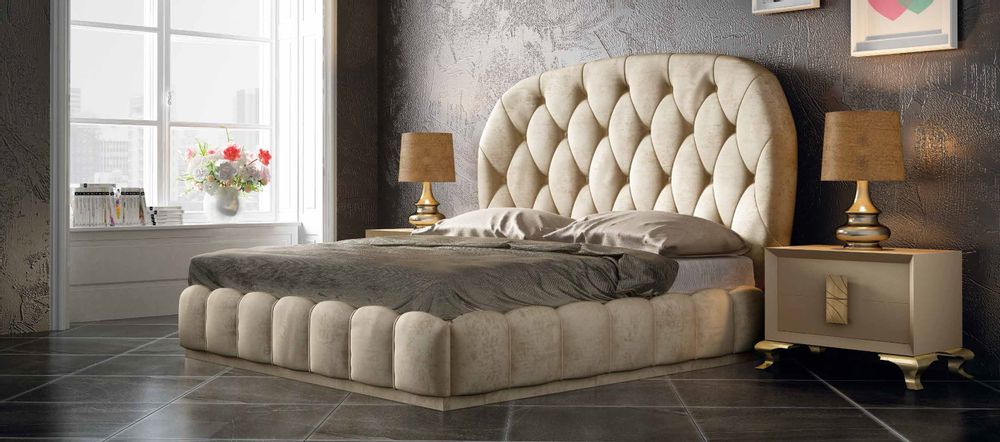 Beds - Handmade upholstered headboard with buttons - FRANCO FURNITURE