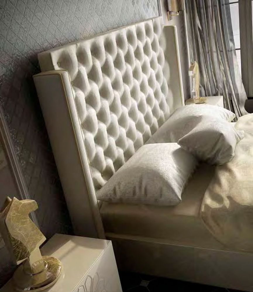 Lits - Tête de lit capitonné artisanale avec passepoil - FRANCO FURNITURE