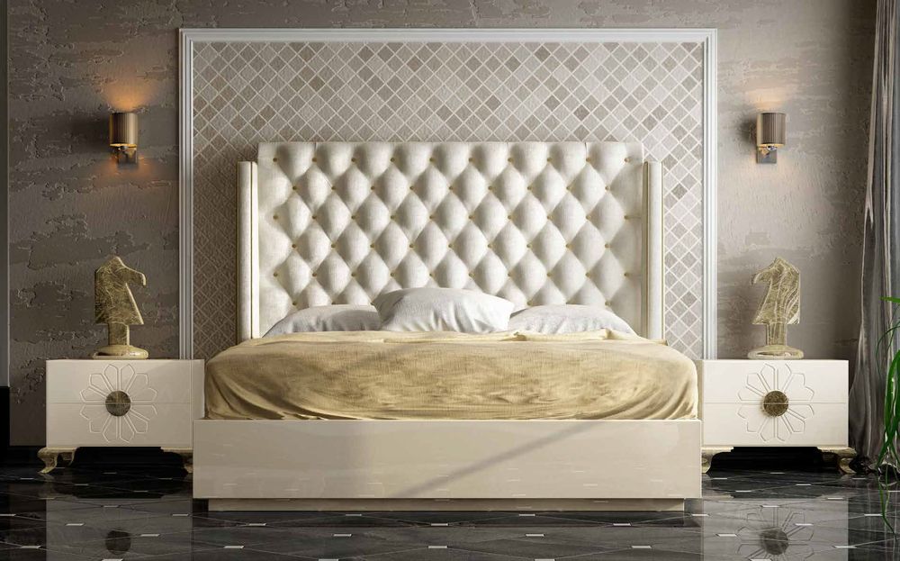 Lits - Tête de lit capitonné artisanale avec passepoil - FRANCO FURNITURE