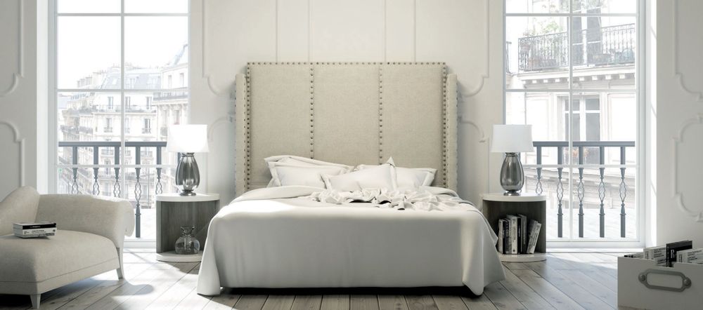Beds - Handmade upholstered headboard with nails - FRANCO FURNITURE