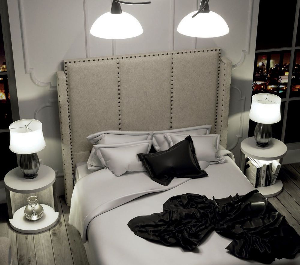 Beds - Handmade upholstered headboard with nails - FRANCO FURNITURE