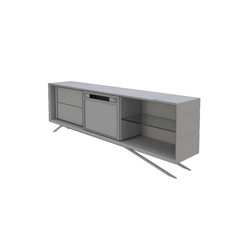 Meubles TV - Meuble TV laqué design avec cheminée électrique - FRANCO FURNITURE