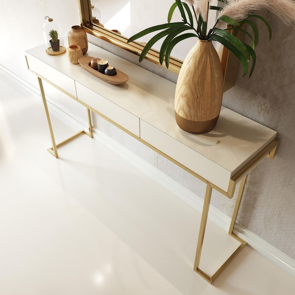 Consoles - Console d'entrée avec tiroirs à ouverture par pression et pieds métal - FRANCO FURNITURE