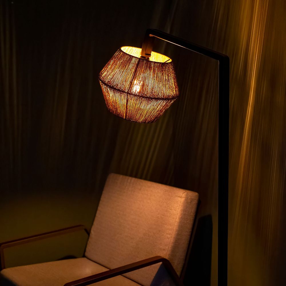 Floor lamps - Metal Craft Floor Lamp (Paper Rope) - FORADA HOME & STYLE