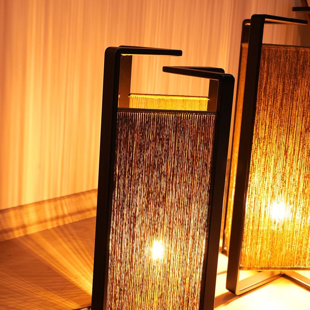 Floor lamps - Metal Craft Floor Lanterns (Paper Rope) - FORADA HOME & STYLE