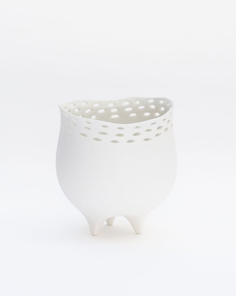 Vases - Photophore/pot LALY, en biscuit de porcelaine, H15cm - YLVAYA DESIGN