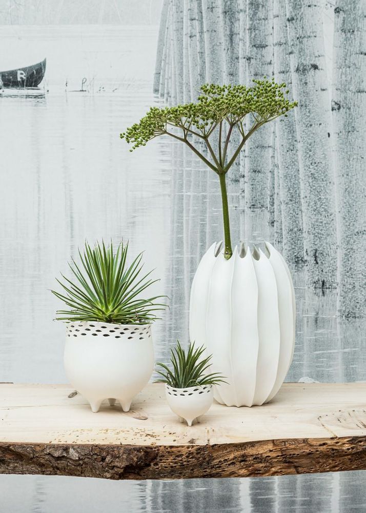 Vases - Photophore/pot LALY, en biscuit de porcelaine, H15cm - YLVAYA DESIGN