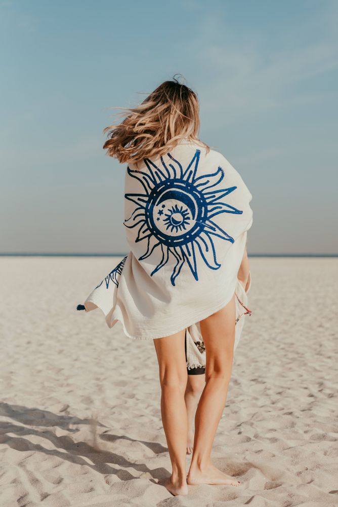 Paréos - SERVIETTE DE PLAGE EN COTON - SOLEIL D'ANATOLIE - PAMUKME