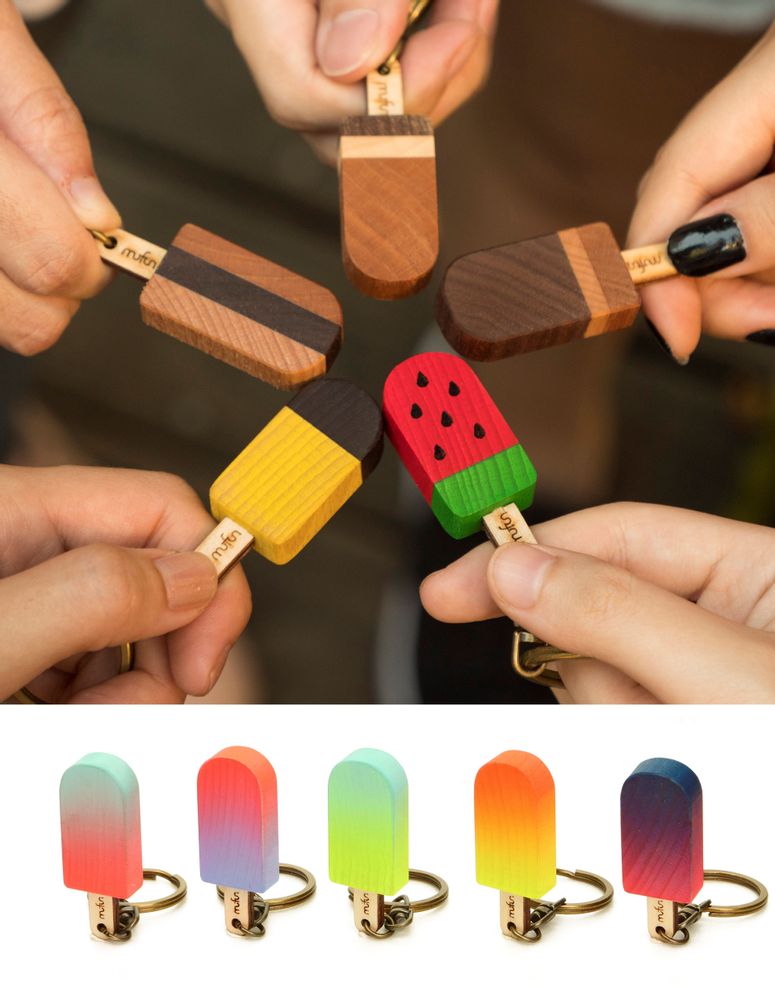 Papeterie - Porte-clés en forme de Popsicle en bois - TAIWAN CRAFTS & DESIGN