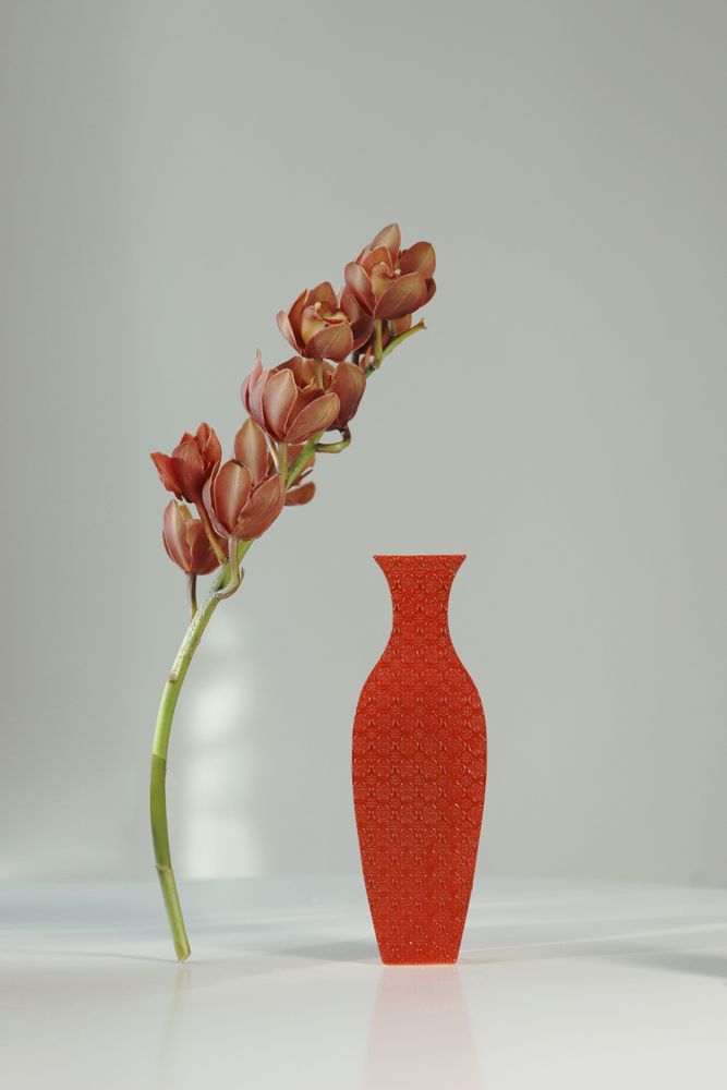 Vases - Elegant Patterned Vase with Intricate Embossed Floral Design - THE ZHAI