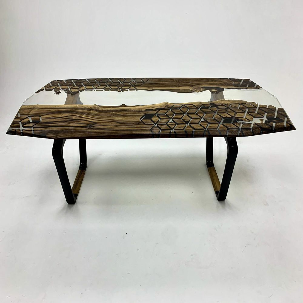 Tables Salle à Manger - Table en résine époxy en forme de diamant en noyer noir - TINELLA WOOD