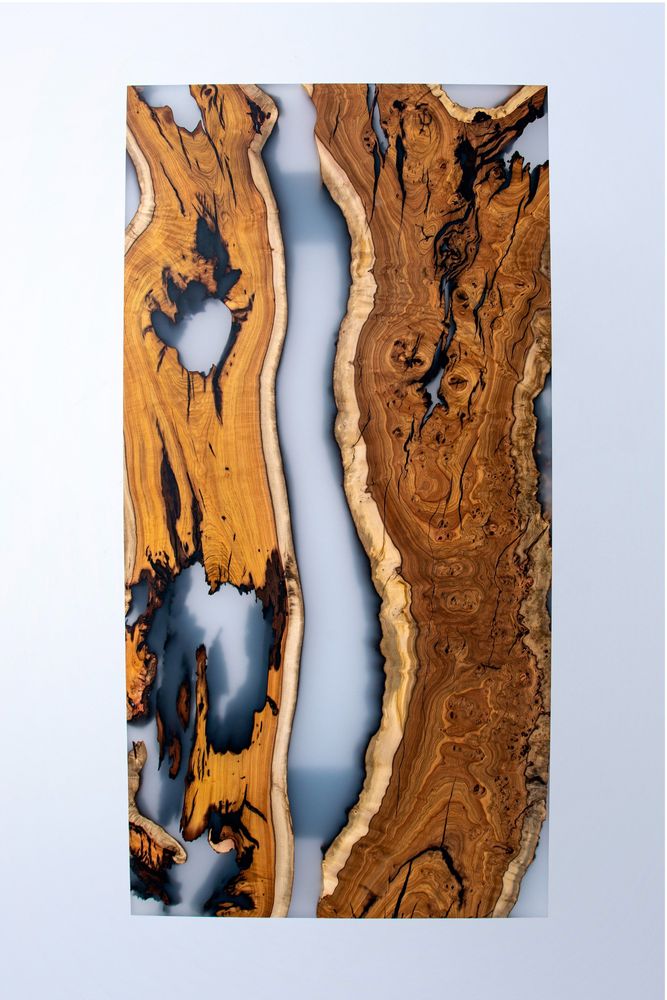 Meubles de cuisines - Table de rivière en résine époxy Hackberry Cream - Table de salle - TINELLA WOOD