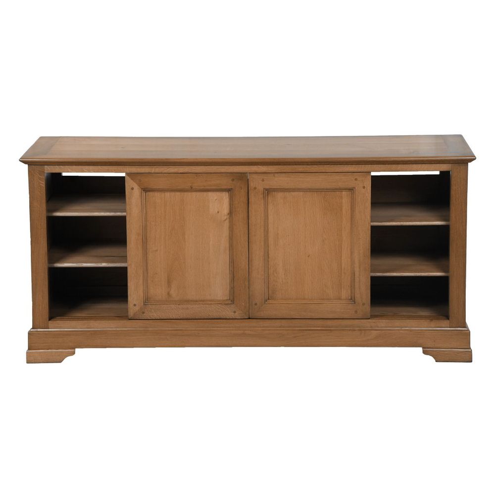 Meubles TV - Meuble TV 4 portes FLAUBERT 136 cm style Louis Philippe - chêne massif - MON PETIT MEUBLE FRANÇAIS