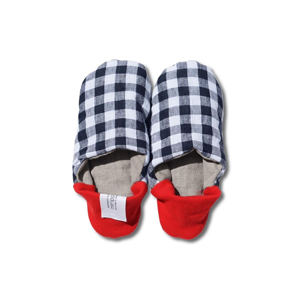 Socks - Cozy linen gingham × Linen - MERIPPA