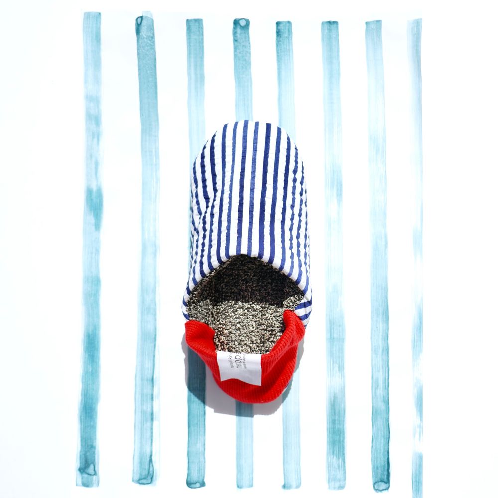 Socks - Seersucker stripes × Cotton linen russel - MERIPPA