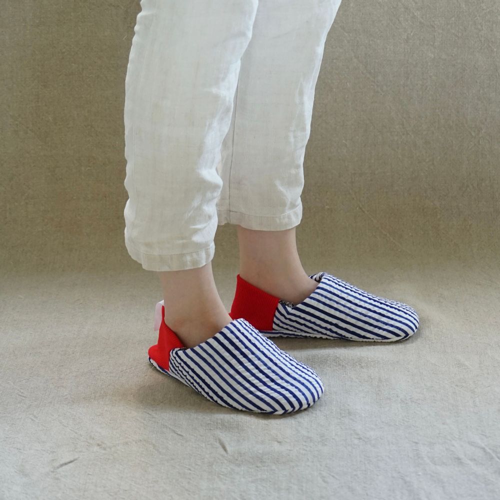 Socks - Seersucker stripes × Cotton linen russel - MERIPPA
