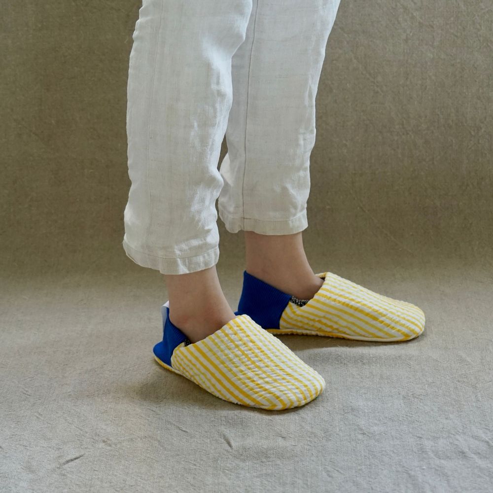 Socks - Seersucker stripes × Cotton linen russel - MERIPPA
