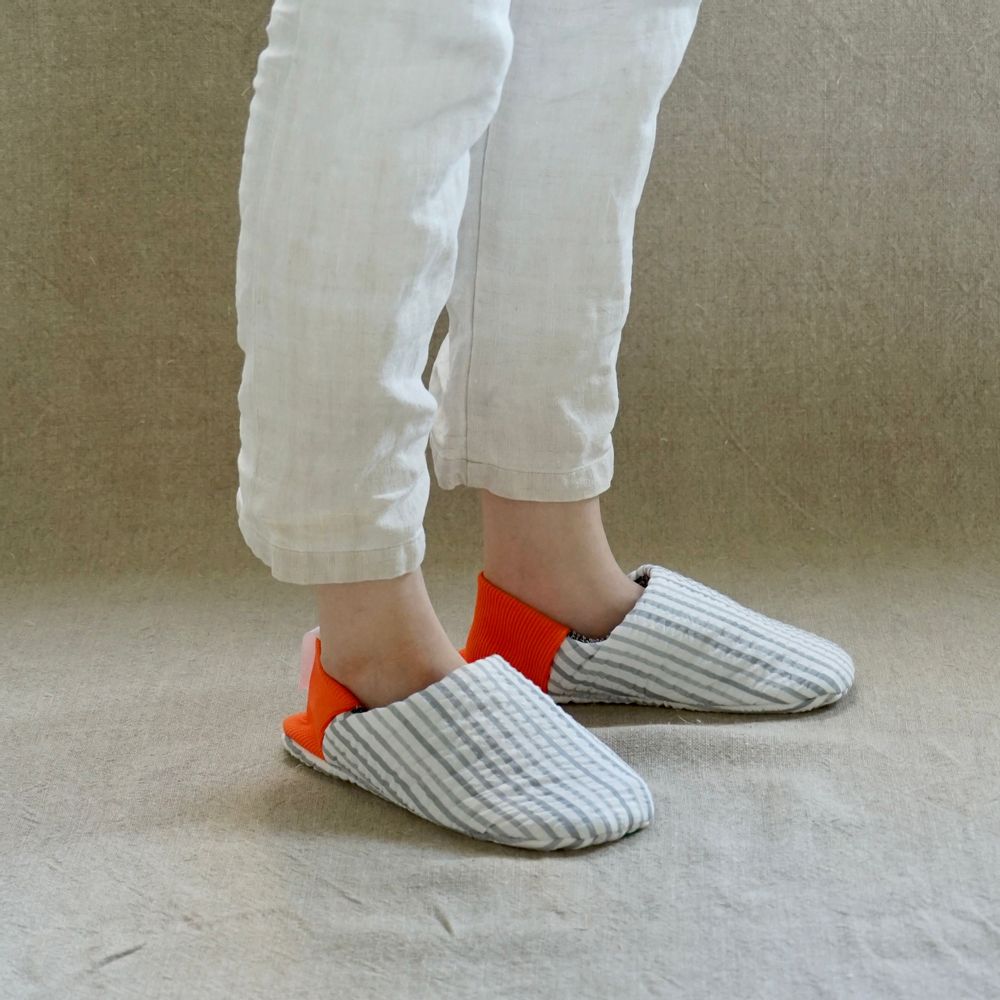 Socks - Seersucker stripes × Cotton linen russel - MERIPPA