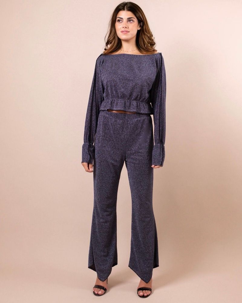 Apparel - THEA GRAY SHIMMER TOP AND PANTS SET - HYA CONCEPT STORE