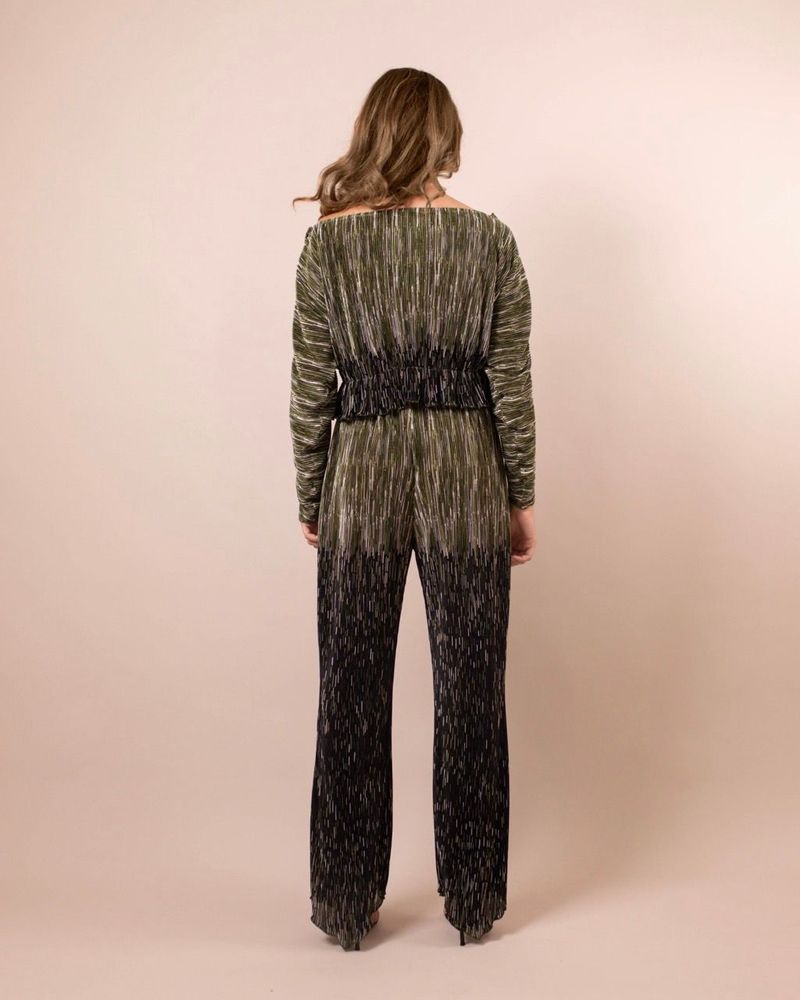 Apparel - THEA GREEN SHADING PLEATED SHIMMER TOP AND PANTS SET - HYA CONCEPT STORE
