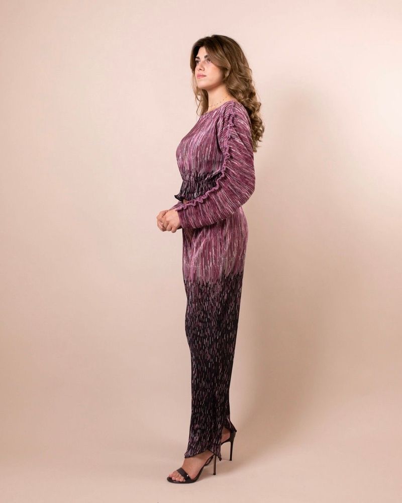 Apparel - SPARKLY PLEATED TOP AND PANTS SET - THEA PINK SHADING - HYA CONCEPT STORE