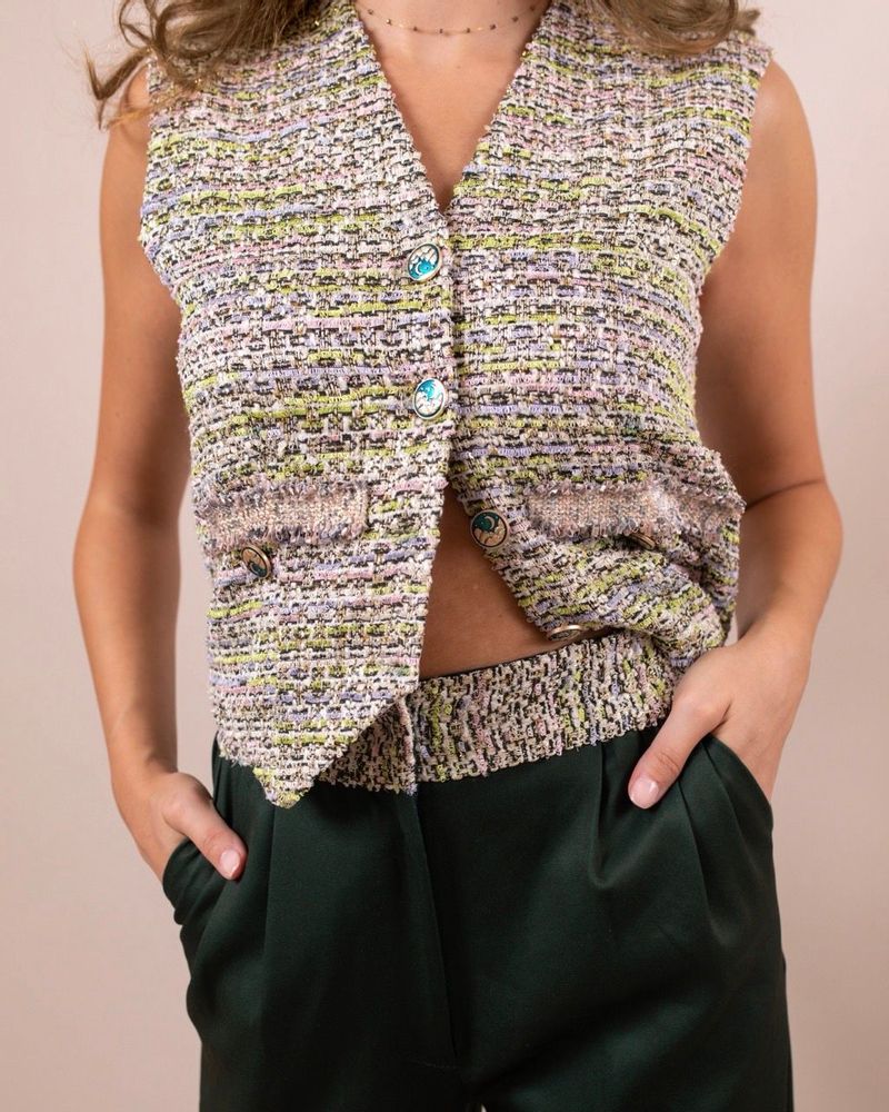 Prêt-à-porter - Ensemble veste et pantalon en tweed - Lora vert - HYA CONCEPT STORE