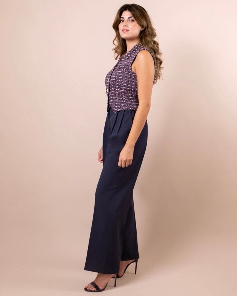 Prêt-à-porter - Ensemble veste et pantalon en tweed Lora bleu marine - HYA CONCEPT STORE