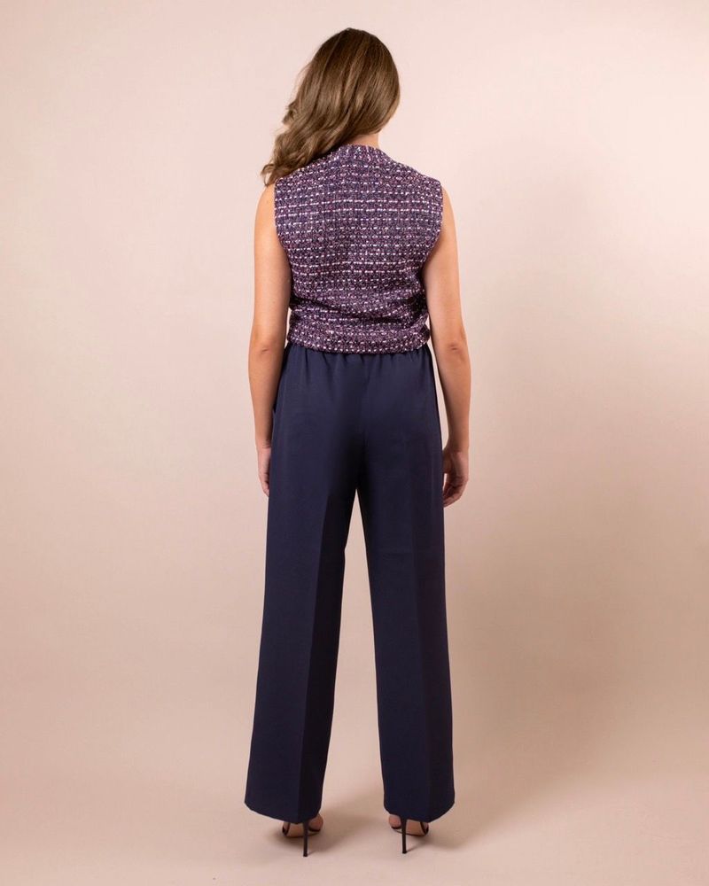 Prêt-à-porter - Ensemble veste et pantalon en tweed Lora bleu marine - HYA CONCEPT STORE
