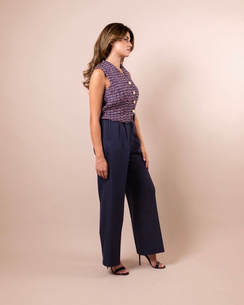 Prêt-à-porter - Ensemble veste et pantalon en tweed Lora bleu marine - HYA CONCEPT STORE